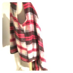 Plaid brown plaid long vest.